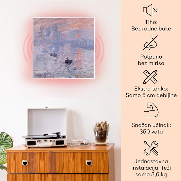Klarstein Wonderwall Air Art Smart, infracrveni grijač, 60 x 60 cm, 350 W, aplikacija, izlazak sunca