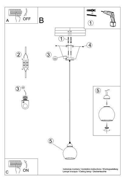 Crna viseća svjetiljka ø 15 cm Grande – Nice Lamps