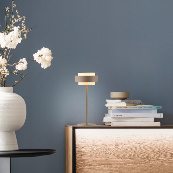 Schöner Wohnen SCHÖNER WOHNEN LED stolna lampa Elmo, sand breeze, 3000 K dimmer, prigušiva, Bež, Dnevni boravak/blagovaonica, Metal