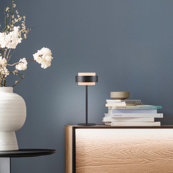 Schöner Wohnen SCHÖNER WOHNEN LED stolna lampa Elmo, crna, 3000 K, dimmer, prigušiva, Crno, Dnevni boravak/blagovaonica, Metal
