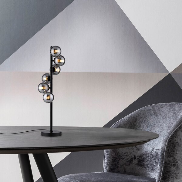 Schöner Wohnen SCHÖNER WOHNEN stolna lampa Dubai, dimljeno staklo, 6 žarulja, G9, Sivo, Dnevni boravak/blagovaonica, Staklo