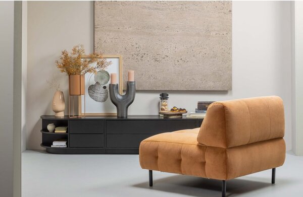 Crna modularna TV komoda od masivnog bora 78x40 cm Finca – WOOOD