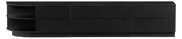 Crna modularna TV komoda od masivnog bora 78x40 cm Finca – WOOOD