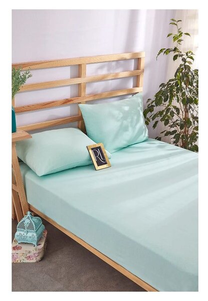 Svijetlo plavi pamučan set plahte i jastučnice s gumom 180x200 cm – Mila Home