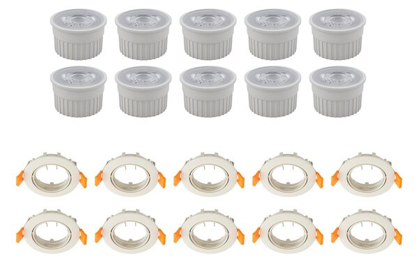 PRIOS Prios Fibur ugradbeni stropni reflektor s LED modulom, bež, set od 10 komada, prigušiva, Bež, Dnevni boravak/blagovaonica, Metal