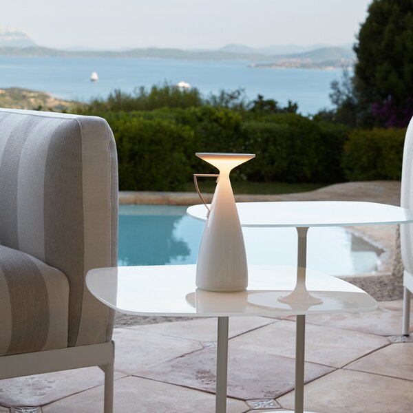 Kartell LED stolna lampa na baterije Camomille, bijela, visina 24 cm, prigušiva, Bijela, Dnevni boravak/blagovaonica, Plastika