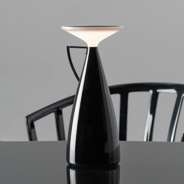 Kartell LED punjiva stolna lampa Camomille, crna, visina 24 cm, prigušiva, Crno, Dnevni boravak/blagovaonica, Plastika