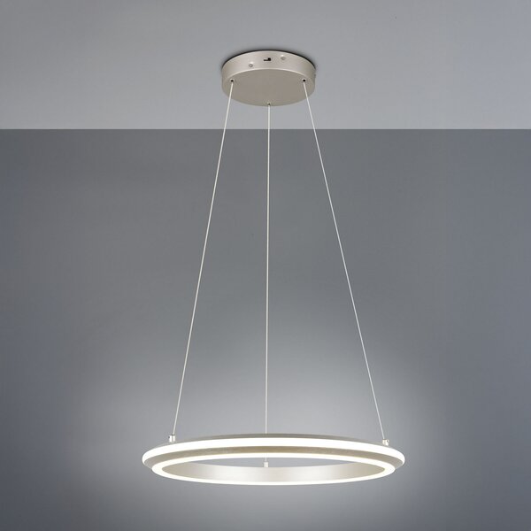Trio Lighting Amador LED viseća svjetiljka, Ø 45 cm, boja nikla, metal, CCT, prigušiva, Metalik, Dnevni boravak/blagovaonica, Metal