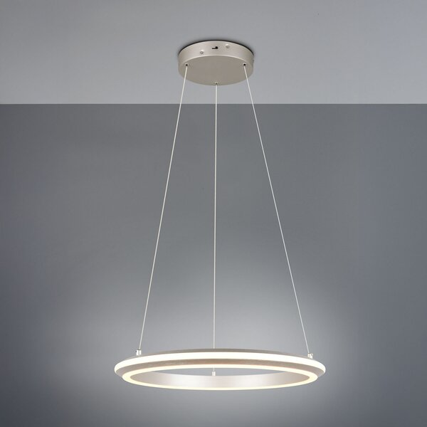 Trio Lighting Amador LED viseća svjetiljka, Ø 45 cm, boja nikla, metal, CCT, prigušiva, Metalik, Dnevni boravak/blagovaonica, Metal