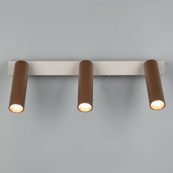 Trio Lighting LED stropni reflektor Ambala. Duljina 44 cm, sivo/smeđa, 3 žarulje., prigušiva, Smeđa / hrđa, Dnevni boravak/blagovaonica, Metal
