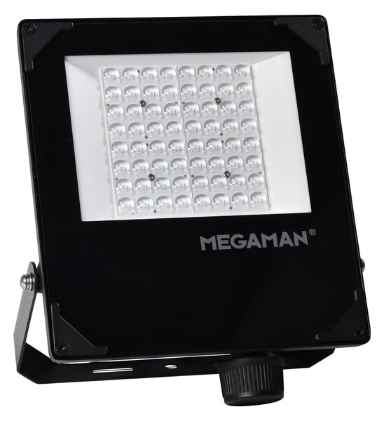 MEGAMAN LED vanjski reflektor Hugo, 50 W, 3000 K, IP66, Crno, Aluminij