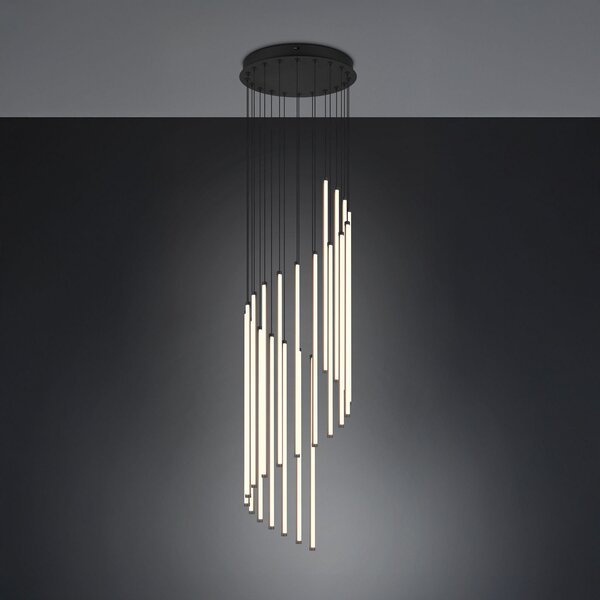 Trio Lighting Baxter LED viseća svjetiljka, crna, Ø 37 cm, metalna, CCT prigušivač, prigušiva, Crno, Dnevni boravak/blagovaonica, Metal