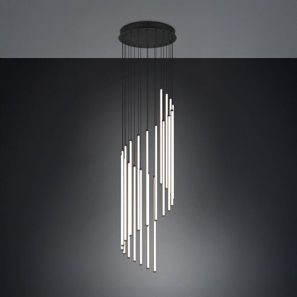 Trio Lighting Baxter LED viseća svjetiljka, crna, Ø 37 cm, metalna, CCT prigušivač, prigušiva, Crno, Dnevni boravak/blagovaonica, Metal