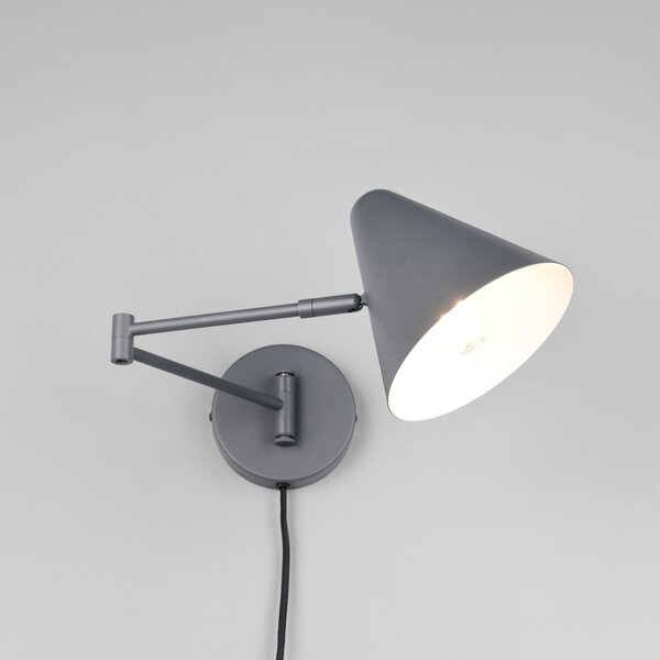 Trio Lighting Zidna svjetiljka Cosima, antracit, projekcija 54 cm, metal, Crno, Dnevni boravak/blagovaonica, Metal