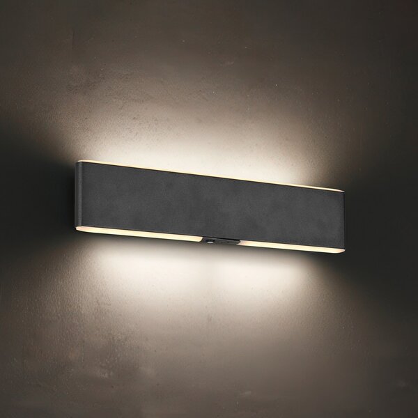 Trio Lighting Conchita LED zidna lampa na baterije, širine 32 cm, crna, metalna, prigušiva, Crno, Dnevni boravak/blagovaonica, Metal