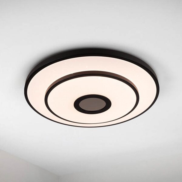 Näve LED stropna svjetiljka Genoa, crna, željezo, CCT, daljinski upravljač, prigušiva, Crno, Dnevni boravak/blagovaonica, Metal