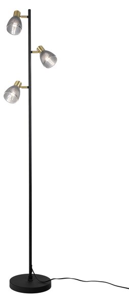 Näve Lindita podna lampa, 3 žarulje, staklo, željezo, dimljeno siva, E14, Sivo, Dnevni boravak/blagovaonica, Staklo