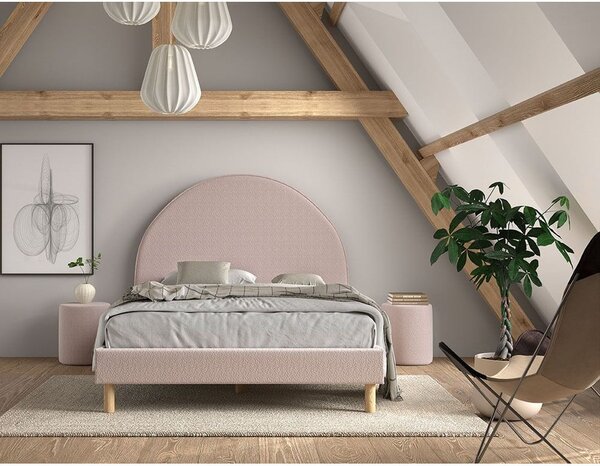 Ružičasti tapecirani krevet s podnicom 140x200 cm MOON – Vipack