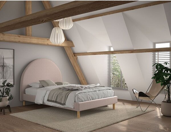 Ružičasti tapecirani krevet s podnicom 140x200 cm MOON – Vipack