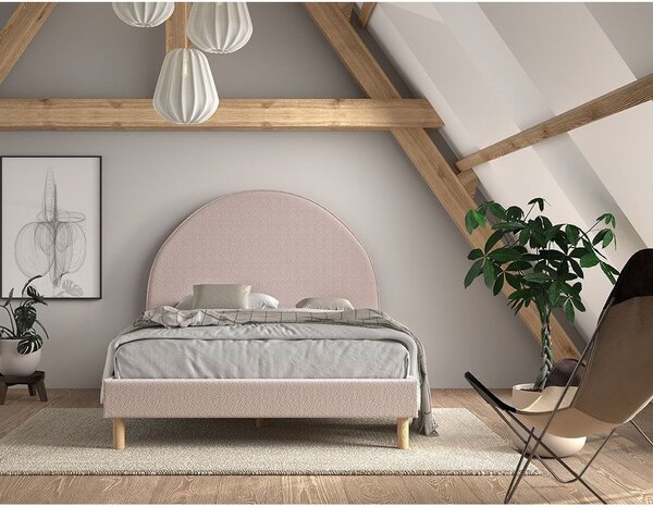 Ružičasti tapecirani krevet s podnicom 140x200 cm MOON – Vipack