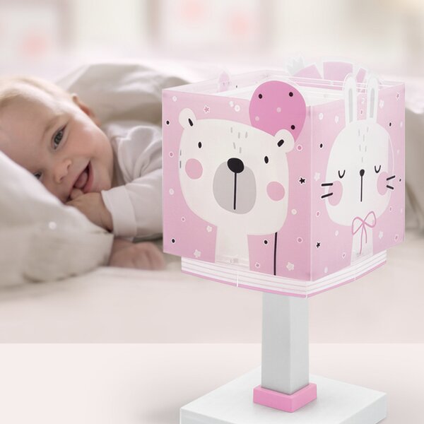 Dalber Dječja stolna lampa Baby Jungle, roza, G4, širina 14 cm, Ružičasta ruža, rasadnik, Plastika