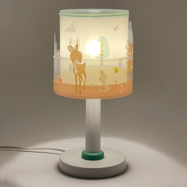 Dalber Dječja stolna lampa Loving Deer, G4, Ø 15 cm, Ružičasta ruža, rasadnik, Plastika