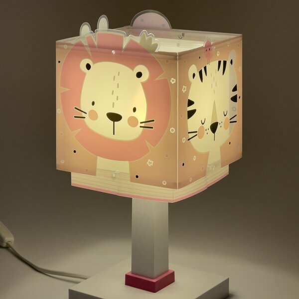 Dalber Dječja stolna lampa Baby Jungle, roza, G4, širina 14 cm, Ružičasta ruža, rasadnik, Plastika