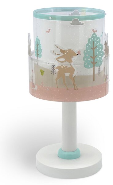 Dalber Dječja stolna lampa Loving Deer, G4, Ø 15 cm, Ružičasta ruža, rasadnik, Plastika