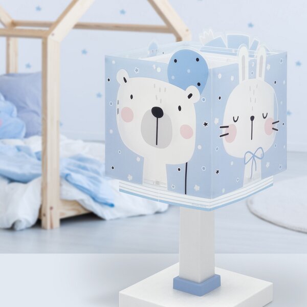 Dalber Dječja stolna lampa Baby Jungle, plava, G4, širina 14 cm, Plava, rasadnik, Plastika