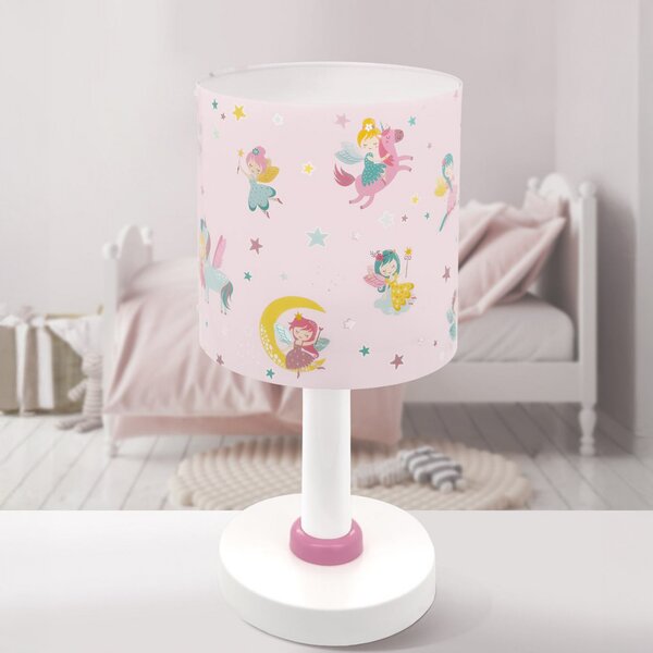 Dalber Dječja stolna lampa Fairy Dreams, G4, Ø 15 cm, Ružičasta ruža, rasadnik, Plastika