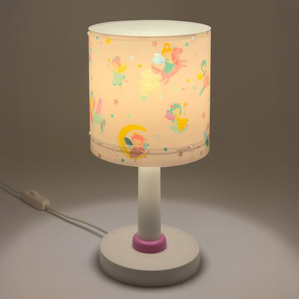 Dalber Dječja stolna lampa Fairy Dreams, G4, Ø 15 cm, Ružičasta ruža, rasadnik, Plastika