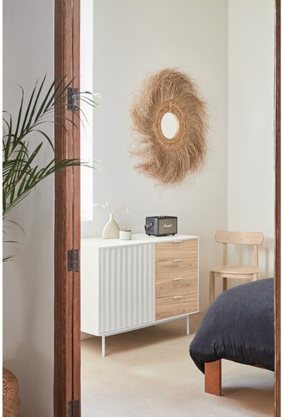 Bijela/u prirodnoj boji niska komoda u dekoru hrasta 108x80 cm Sierra – Teulat