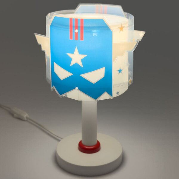 Dalber Dječja stolna lampa Blue Hero, G4, Ø 15 cm, Plava, rasadnik, Plastika