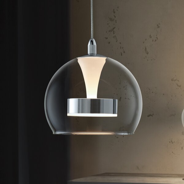 Trio Lighting Flynt LED viseća svjetiljka, Ø 20 cm, kromirana, metal/staklo, CCT, prigušiva, Metalik, Dnevni boravak/blagovaonica, Metal
