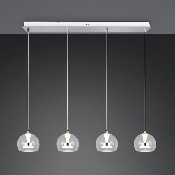 Trio Lighting Flynt LED viseća lampa, duljina 97 cm, metal boje kroma, 4 žarulje., prigušiva, Metalik, Dnevni boravak/blagovaonica, Metal