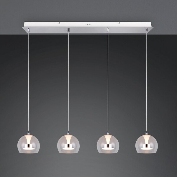 Trio Lighting Flynt LED viseća lampa, duljina 97 cm, metal boje kroma, 4 žarulje., prigušiva, Metalik, Dnevni boravak/blagovaonica, Metal