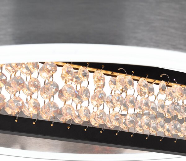Näve LED viseća svjetiljka Yvaris, srebrna, CCT, daljinski upravljač, prigušiva, Metalik, Dnevni boravak/blagovaonica, Aluminij