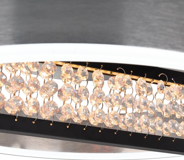 Näve LED stropna svjetiljka Yvaris, srebrna, CCT, daljinski upravljač, prigušiva, Metalik, Dnevni boravak/blagovaonica, Aluminij