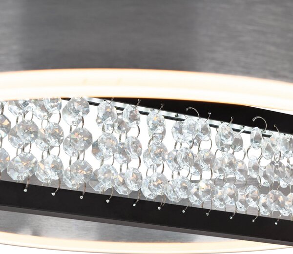 Näve LED viseća svjetiljka Yvaris, srebrna, CCT, daljinski upravljač, prigušiva, Metalik, Dnevni boravak/blagovaonica, Aluminij