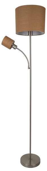 Näve Filomena podna lampa, smeđa/srebrna, tekstil, krak za čitanje, E27, E14, Smeđa / hrđa, Dnevni boravak/blagovaonica, Tkanina / tekstil, Svjetlo za čitanje
