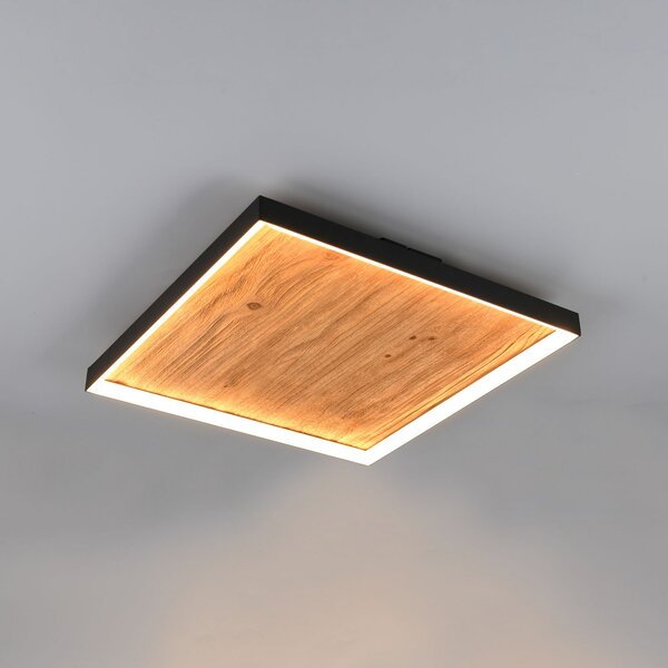 Trio Lighting LED stropna lampa Kalea, duljine 45 cm, boje drveta, drvo, prigušiva, Drvo, Dnevni boravak/blagovaonica, Drvo