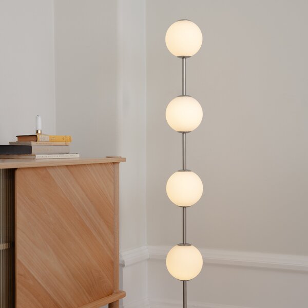 UMAGE LED podna lampa Audrey, boje čelika, visina 128 cm, 4 žarulje., prigušiva, Metalik, Dnevni boravak/blagovaonica, Metal, Metak