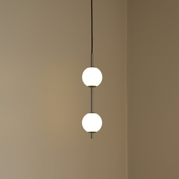 UMAGE LED viseća svjetiljka Audrey, boje čelika, 2 žarulje, Ø 12 cm, prigušiva, Metalik, Dnevni boravak/blagovaonica, Metal, Metak