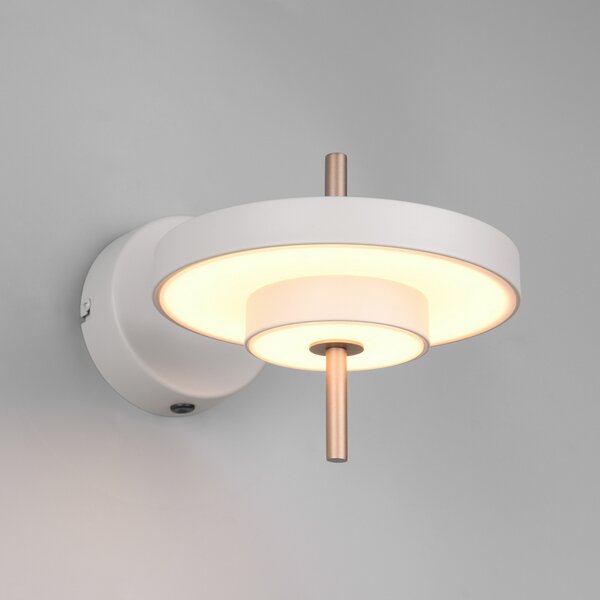 Trio Lighting Keaton LED zidna lampa, svijetlosiva, Ø 20 cm, metalna, CCT, prigušiva, Sivo, Dnevni boravak/blagovaonica, Metal