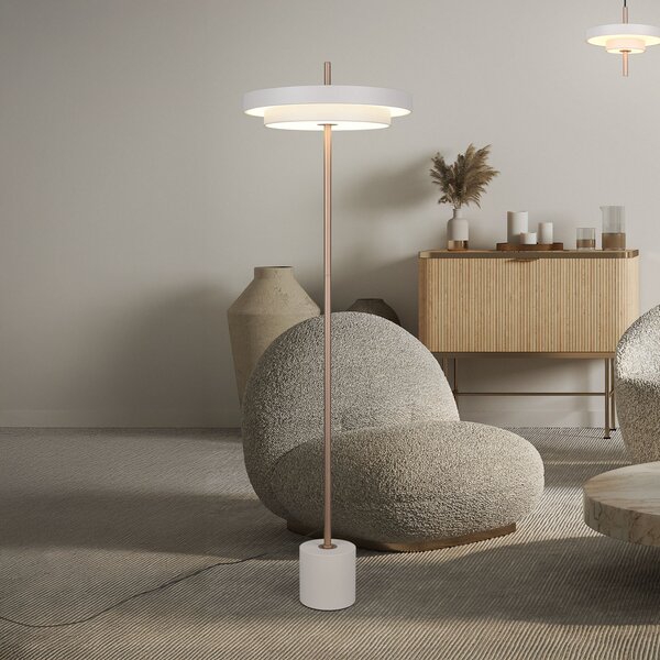 Trio Lighting Keaton LED podna lampa, svijetlosiva, visina 138 cm, metalna, CCT, prigušiva, Sivo, Dnevni boravak/blagovaonica, Metal