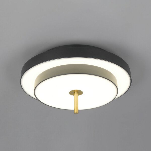 Trio Lighting Keaton LED stropna svjetiljka, crno/zlatna, Ø 40 cm, CCT, prigušiva, Crno, Dnevni boravak/blagovaonica, Metal