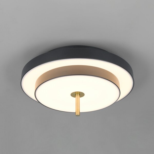 Trio Lighting Keaton LED stropna svjetiljka, crno/zlatna, Ø 40 cm, CCT, prigušiva, Crno, Dnevni boravak/blagovaonica, Metal