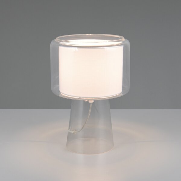 Trio Lighting Stolna lampa Rocka, prozirna, visina 29 cm, staklo/tkanina, Providna, Dnevni boravak/blagovaonica, Staklo