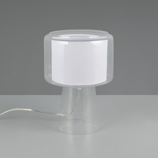 Trio Lighting Stolna lampa Rocka, prozirna, visina 29 cm, staklo/tkanina, Providna, Dnevni boravak/blagovaonica, Staklo