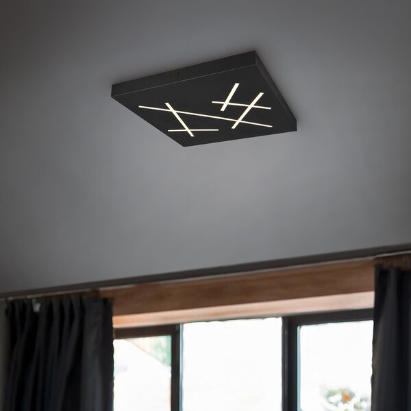 Trio Lighting LED stropna svjetiljka Snip, mat crna, duljine 50 cm, metalna, CCT, prigušiva, Crno, Dnevni boravak/blagovaonica, Metal